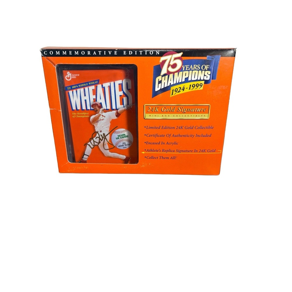 Wheaties Mark McGwire 75th Collectibles 24K Gold Signature Mini Box 1999